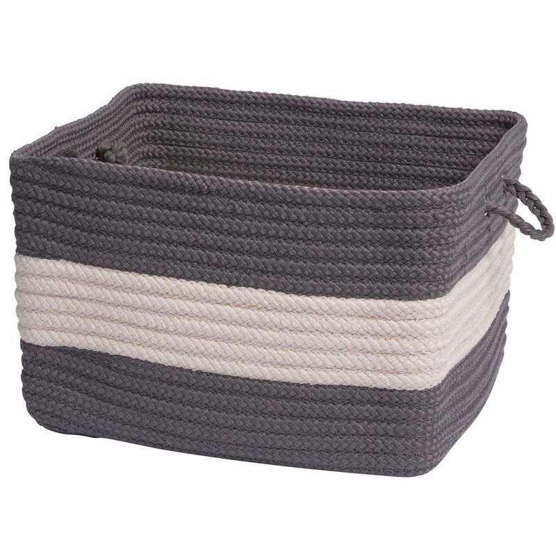 Gray and White Square Braided Polypropylene Basket