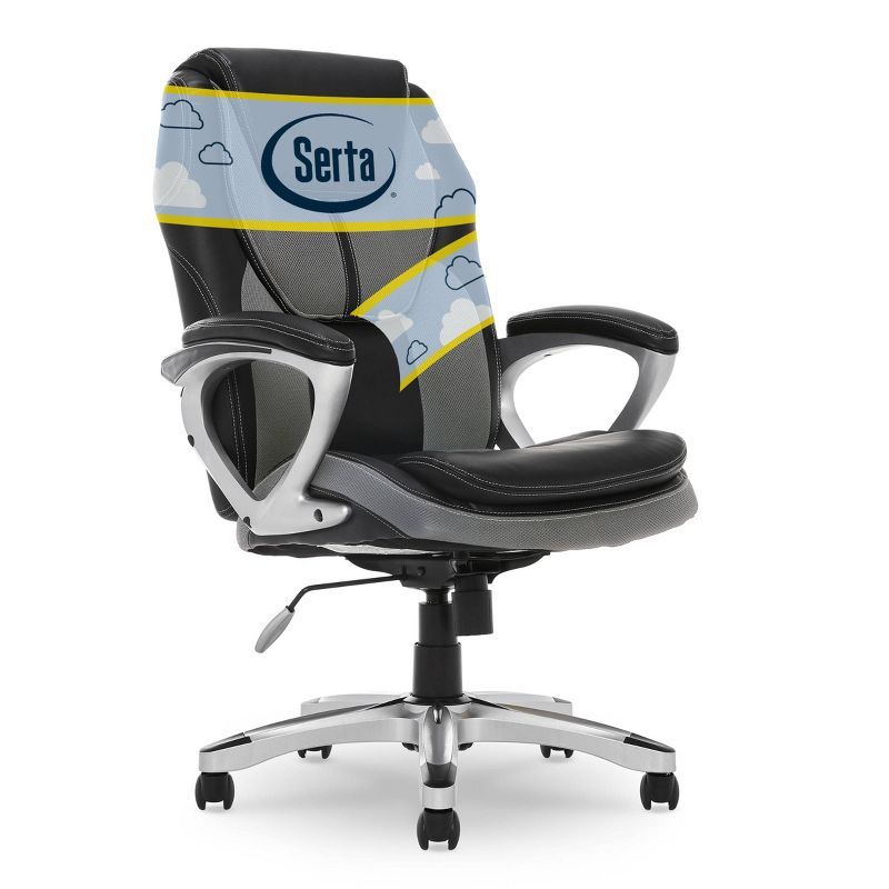 High-Back Ergonomic Executive Gaming Chair in Gray Mesh & Faux Leather