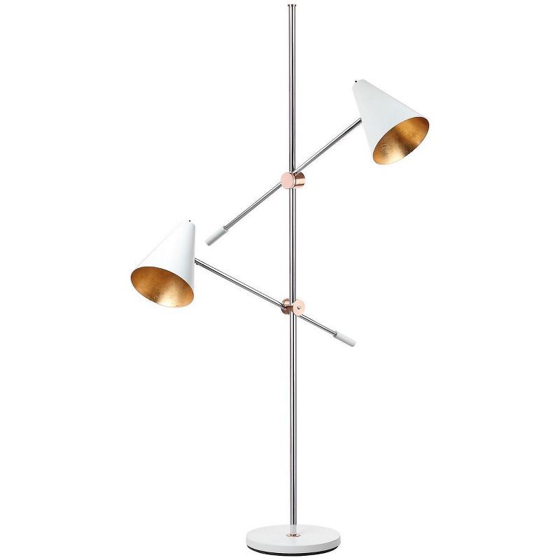 Reed 71" White and Gold Adjustable Floor Lamp with Chrome Finish