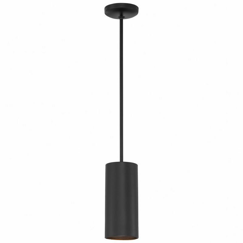 Modern Matte Black Steel Cylinder Pendant Light