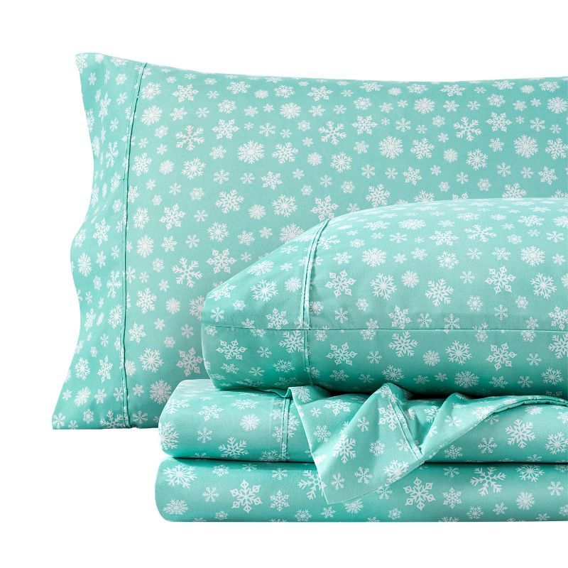 Snowdrift Turquoise Microfiber Queen Sheet Set with Deep Pockets