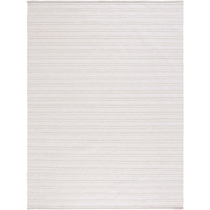 Light Grey and Ivory Flat Woven Wool Area Rug, 6' x 9'