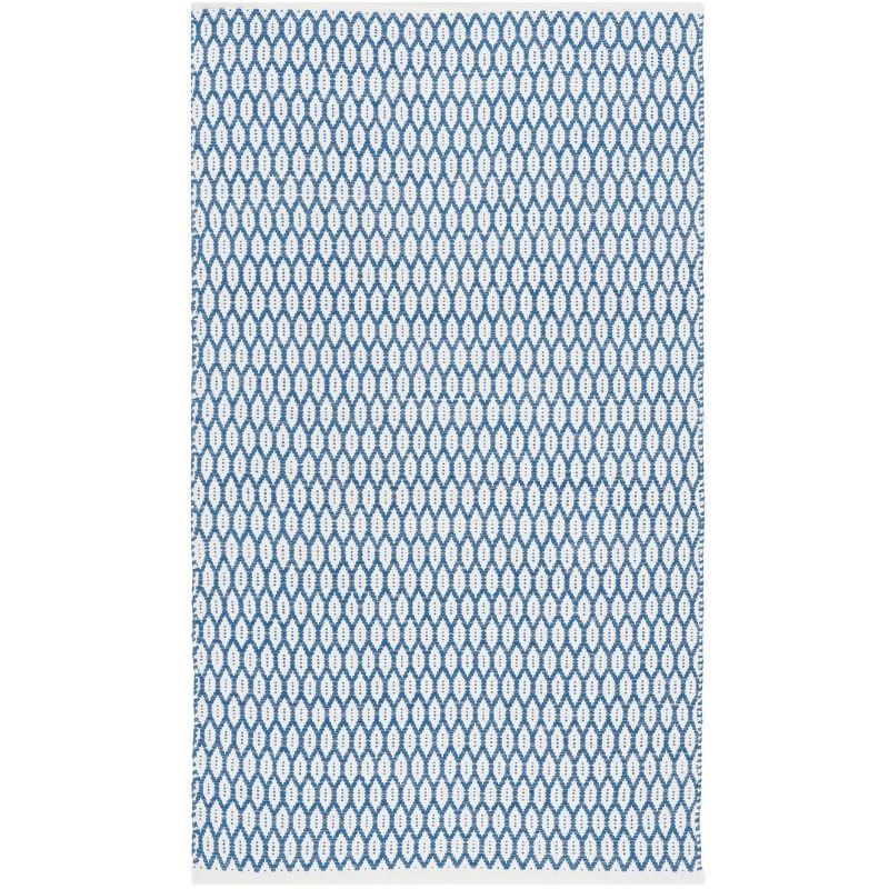 Coastal Charm Blue/Ivory Hand-Woven Cotton & Wool Rug 3' x 5'