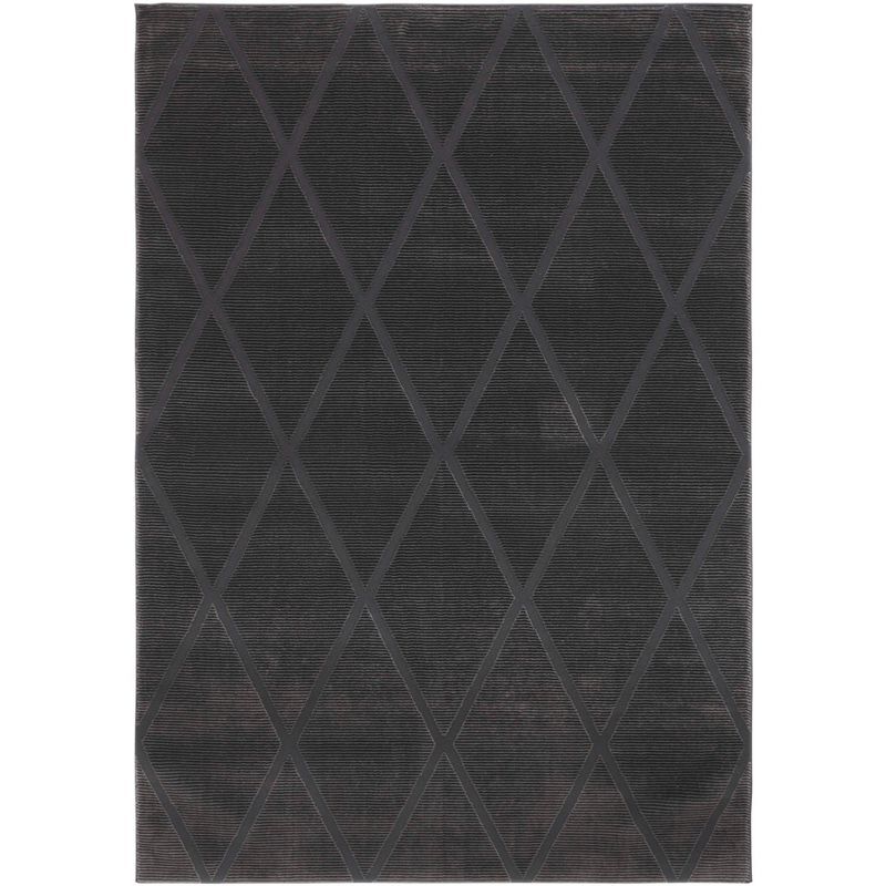Subtle Chic Gray Synthetic 9' x 12' Easy-Care Rectangular Rug