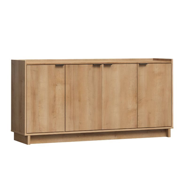 Oak 4-Door Light Wood Accent Cabinet with Adjustable Shelves