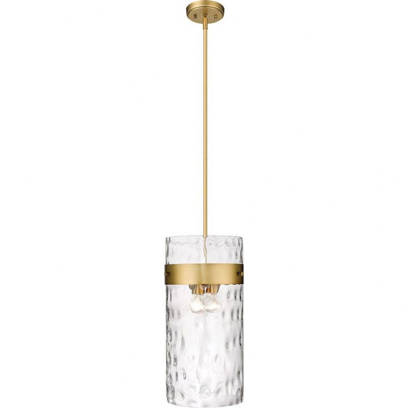 Fontaine Transitional Indoor/Outdoor Rubbed Brass and Glass Pendant