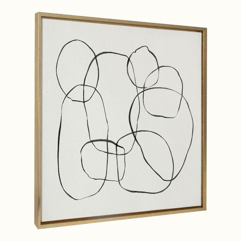 30" x 30" Bright Gold Framed Abstract Canvas Art