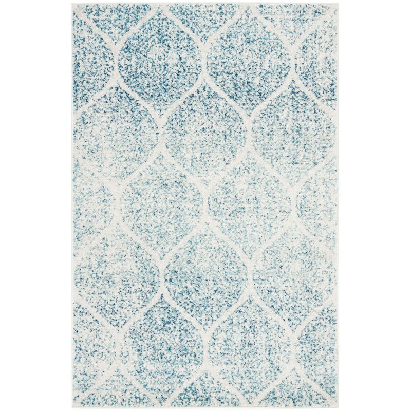 Chic Metro-Mod Cream/Turquoise Hand-Knotted Square Area Rug