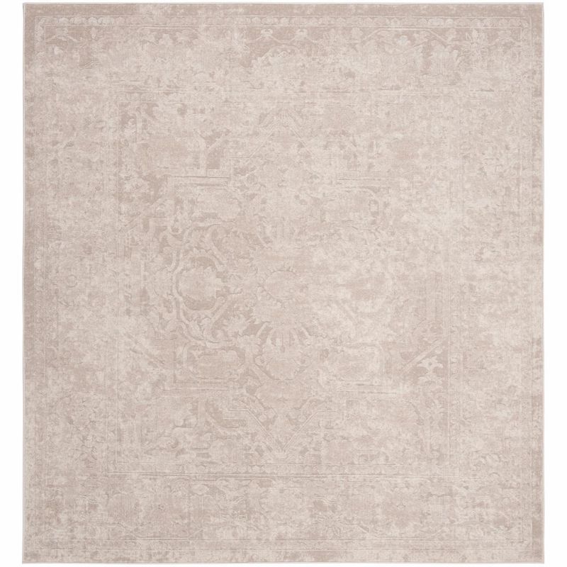 Gyda 6'7" Square Cream/Ivory Synthetic Oriental Rug