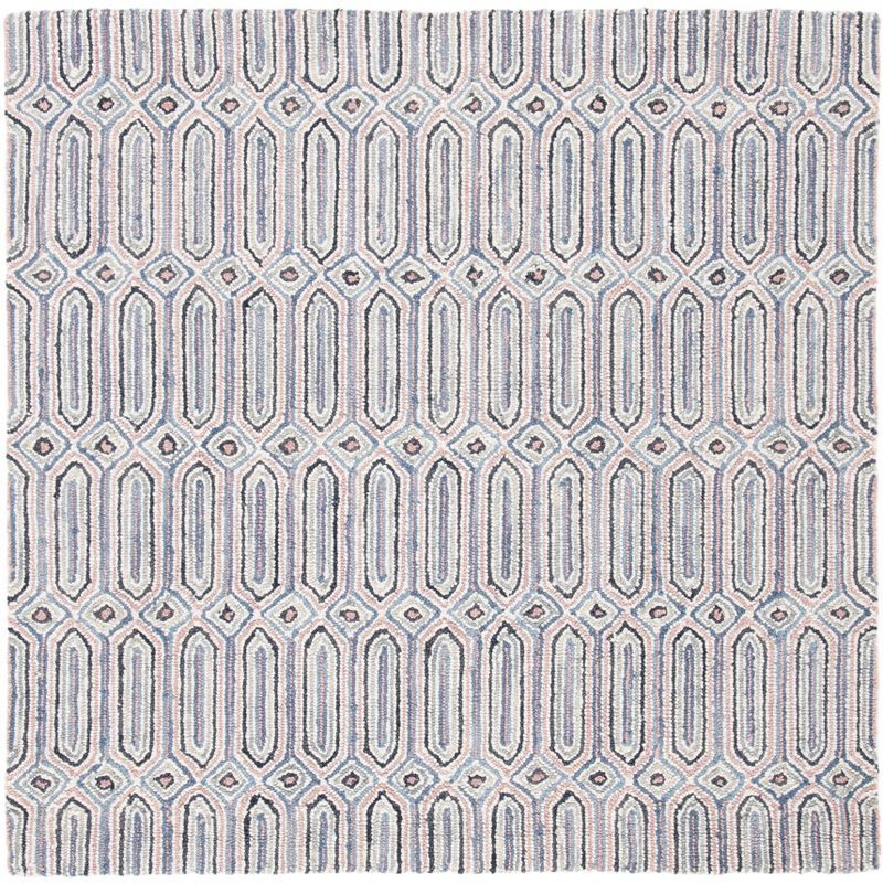 Hand-Tufted Elegance 5' Square Gray Wool Area Rug