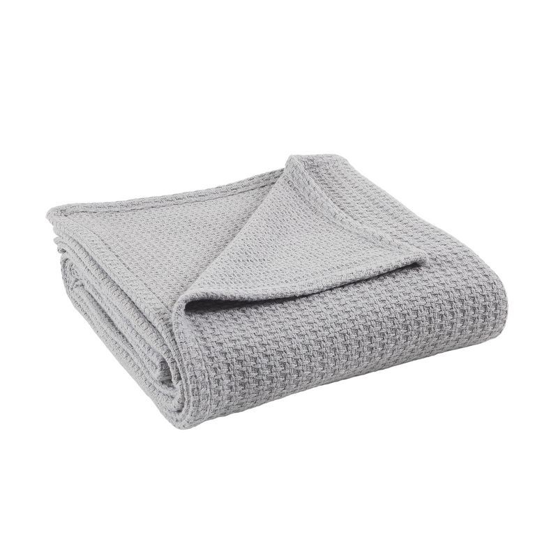 Classic Waffle Weave King Cotton Thermal Blanket in Silver