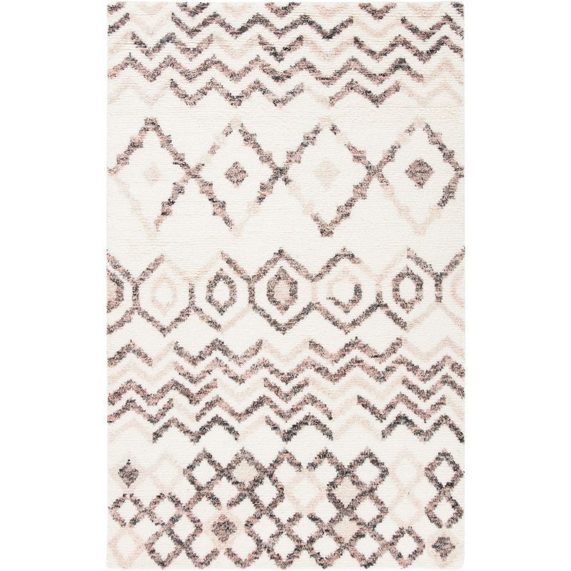 Ivory Hand-Knotted Wool Shag Area Rug, 4' x 6'