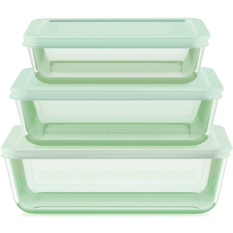 Green Glass Rectangle Meal Prep Storage Set with Lids