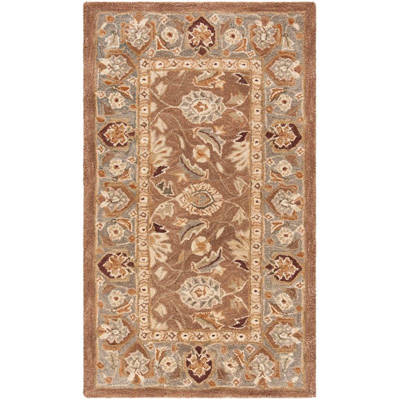 Anatolia 3' x 5' Brown and Blue Wool Tufted Rug