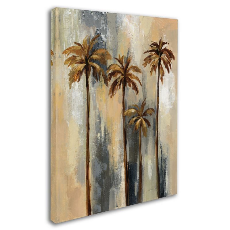 Distressed Blue and Tan Palm Trees Canvas Art