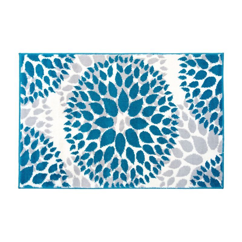 Blossom Splash Blue Synthetic 2' x 3' Easy-Care Area Rug