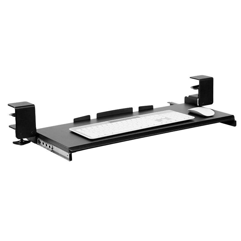 Adjustable Black Metal Clamp-On Keyboard Tray