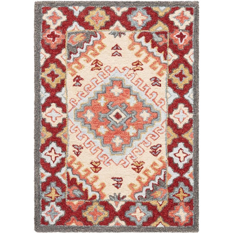 Handmade Round Tufted Red Wool Accent Rug 27"