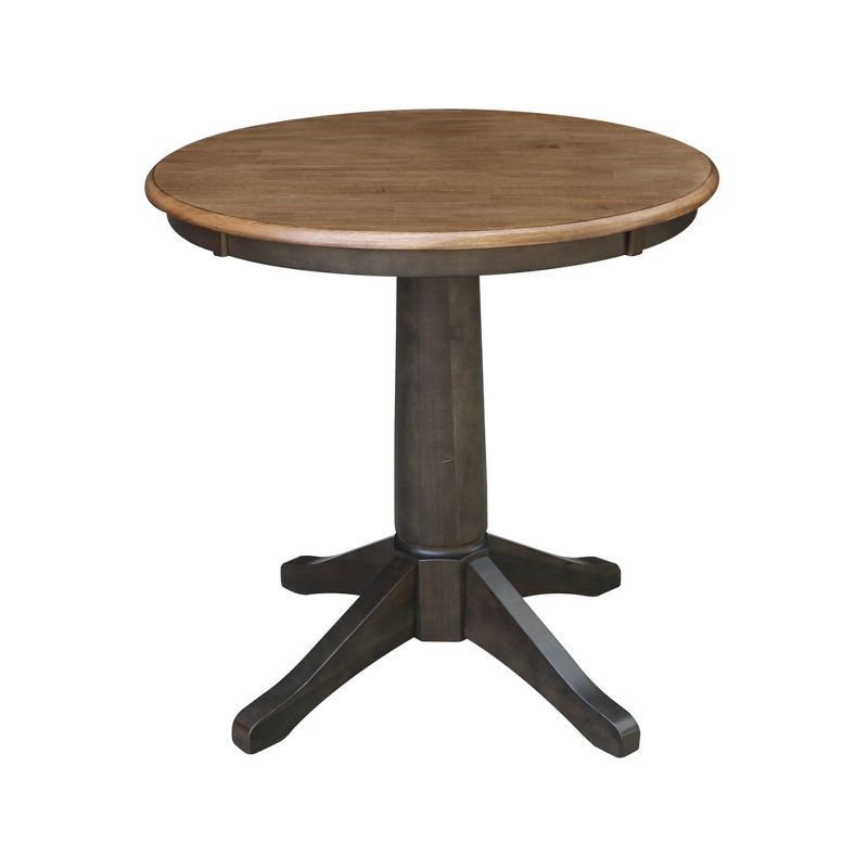 Eco-Friendly Round Solid Parawood Dining Table in Hickory Brown