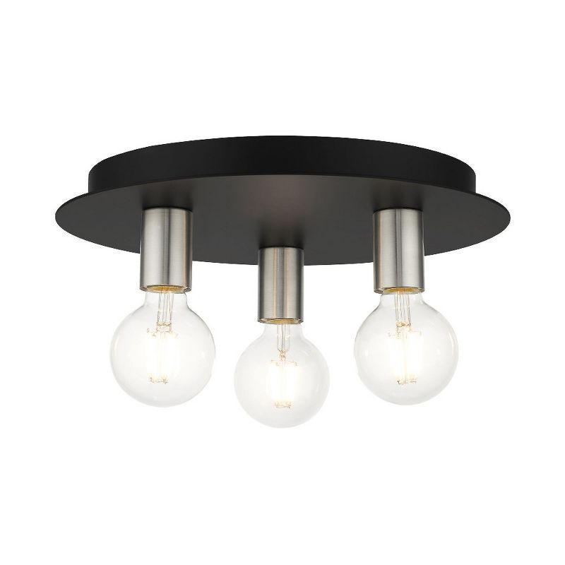 Hillview Black and Nickel 3-Light Flush Mount Ceiling Fixture