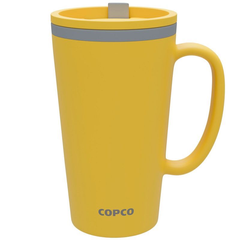 Mustard Yellow 16oz Insulated Plastic Travel Mug with Handle