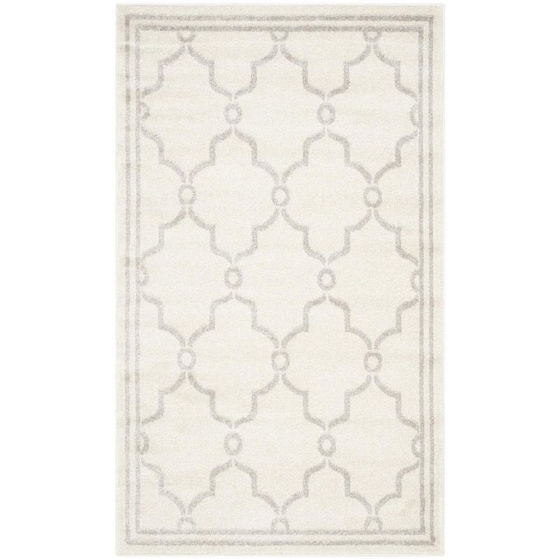 Reversible Easy-Care Cotton-Synthetic Blend Rug in Light Grey/Ivory, 4' x 6'