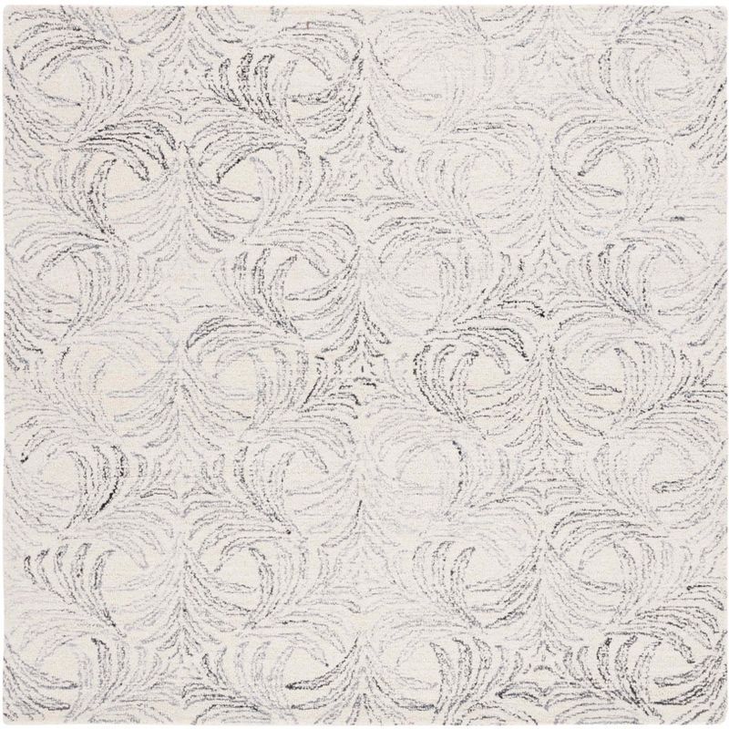 Ivory & Grey Handwoven Elegance 6' Square Wool-Silk Blend Rug