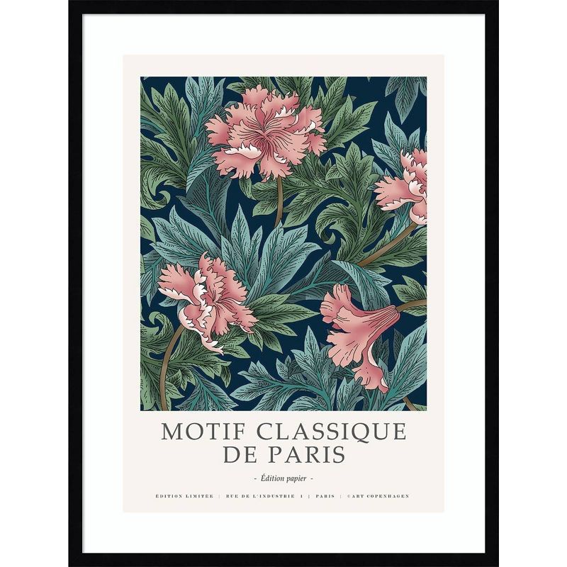 Motif Classique II Black Wood Framed Floral Wall Art Print