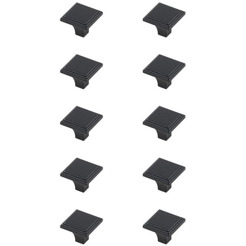 Elegant Matte Black Square Knob Multipack with Mounting Hardware