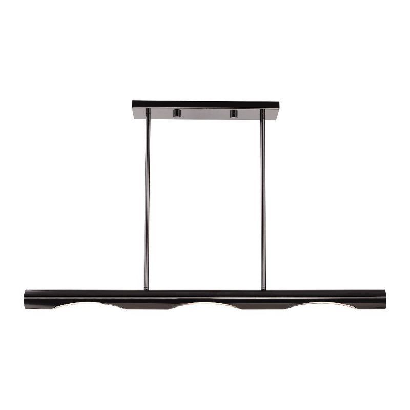 Acra Minimalist Black Chrome 3-Light Linear Chandelier