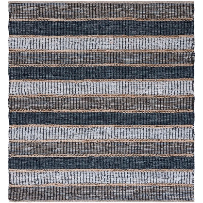 Mod-Chic Gray Square Handwoven Cowhide & Wool Area Rug - 6'