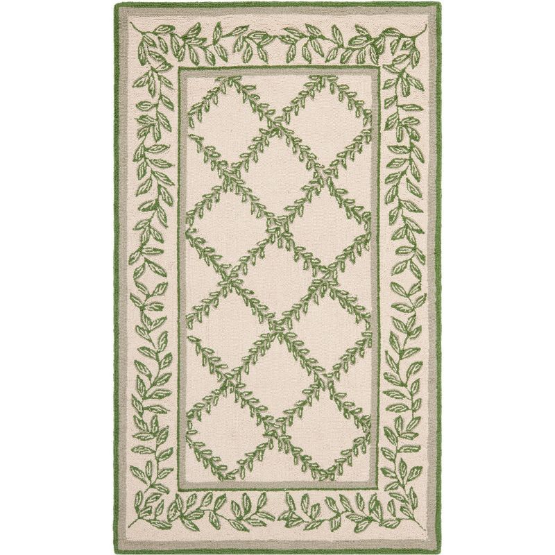 Ivory Elegance Hand-Knotted Wool Floral Accent Rug - 33" x 4"