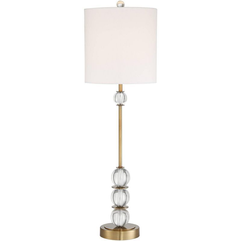 Vienna Brass and Crystal Art Deco Table Lamp with White Shade