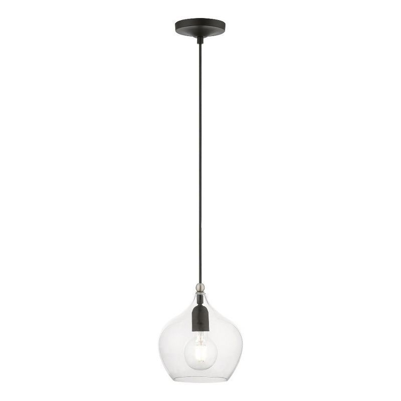 Aldrich Mini Indoor/Outdoor Pendant with Clear Glass & Brushed Nickel Accent