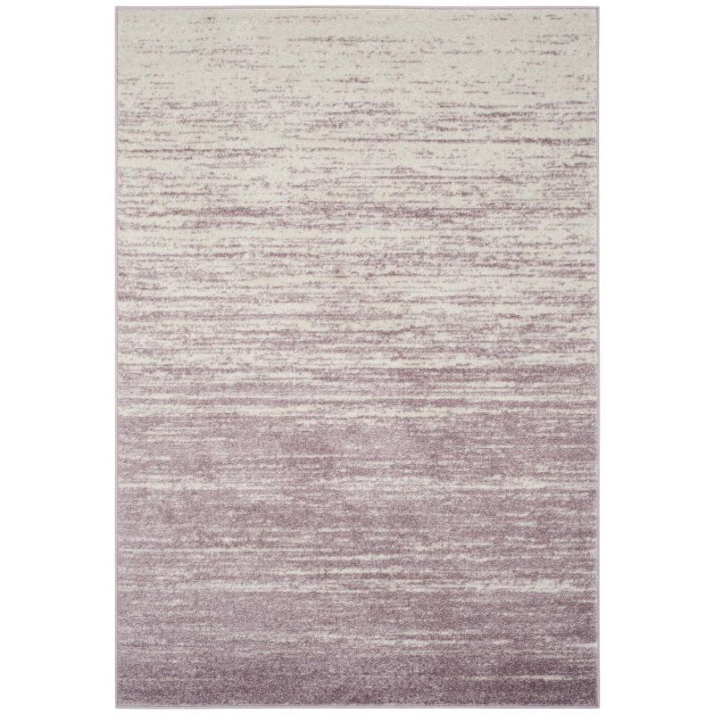 Cream and Purple Abstract 6' x 9' Synthetic Area Rug