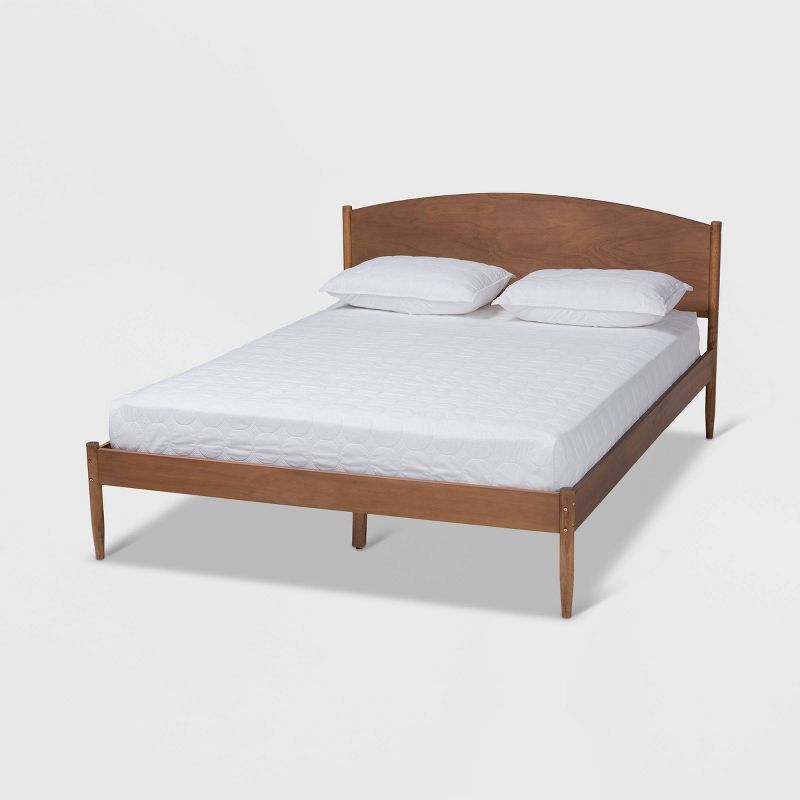 Leanora Queen Mid-Century Modern Ash Walnut Wood Platform Bed