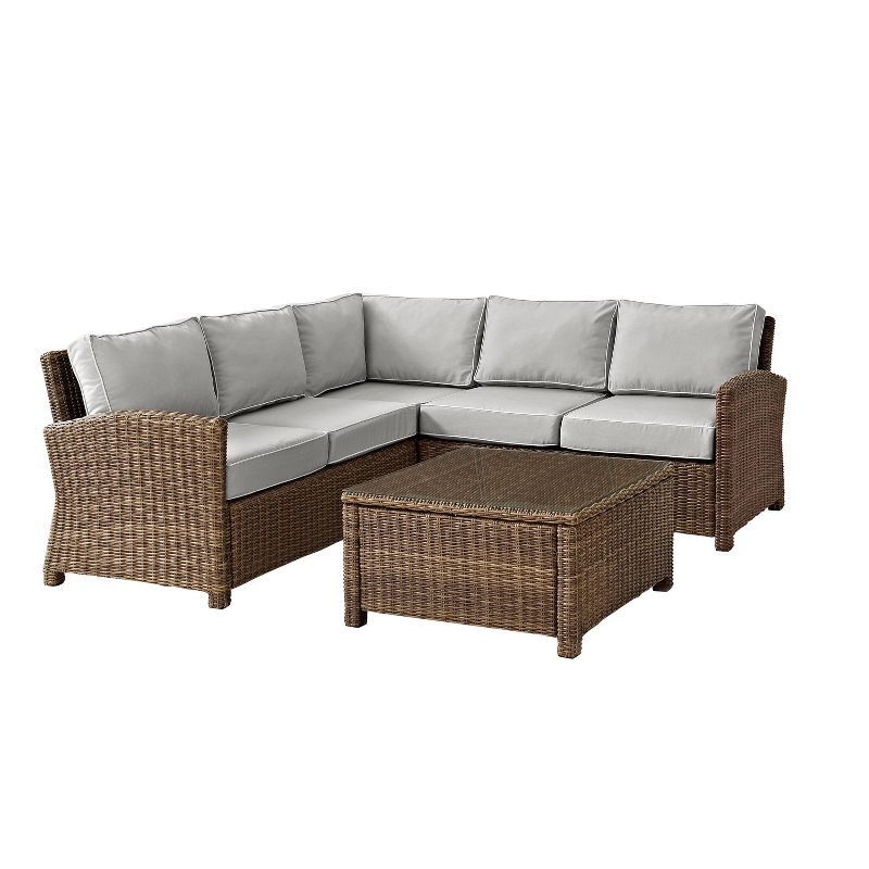 Bradenton 5-Person Gray and Brown Wicker Outdoor Sectional Set