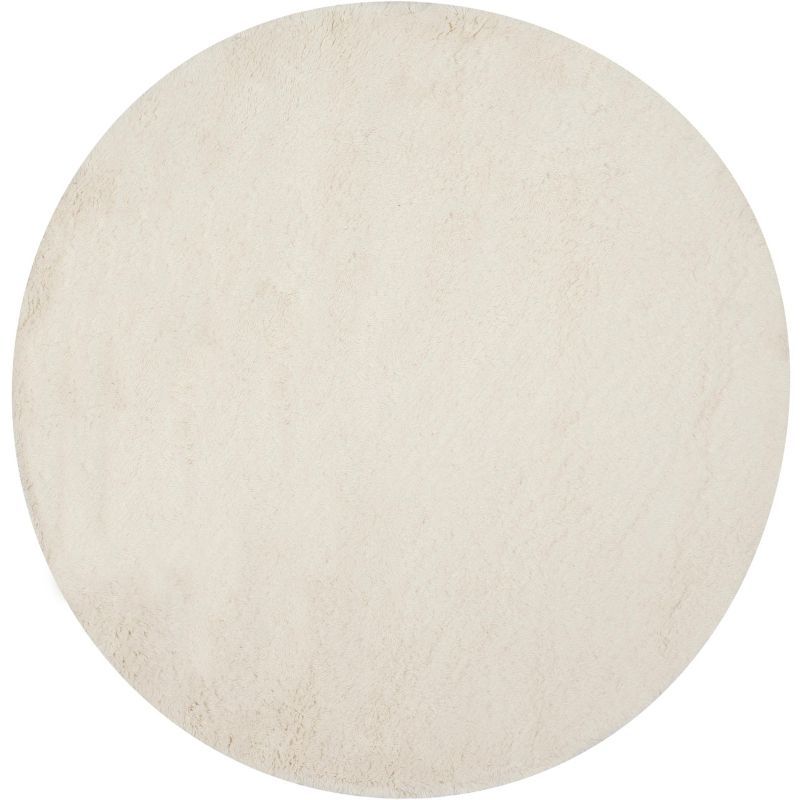 Hand-Tufted Ivory Wool 6' Round Shag Area Rug