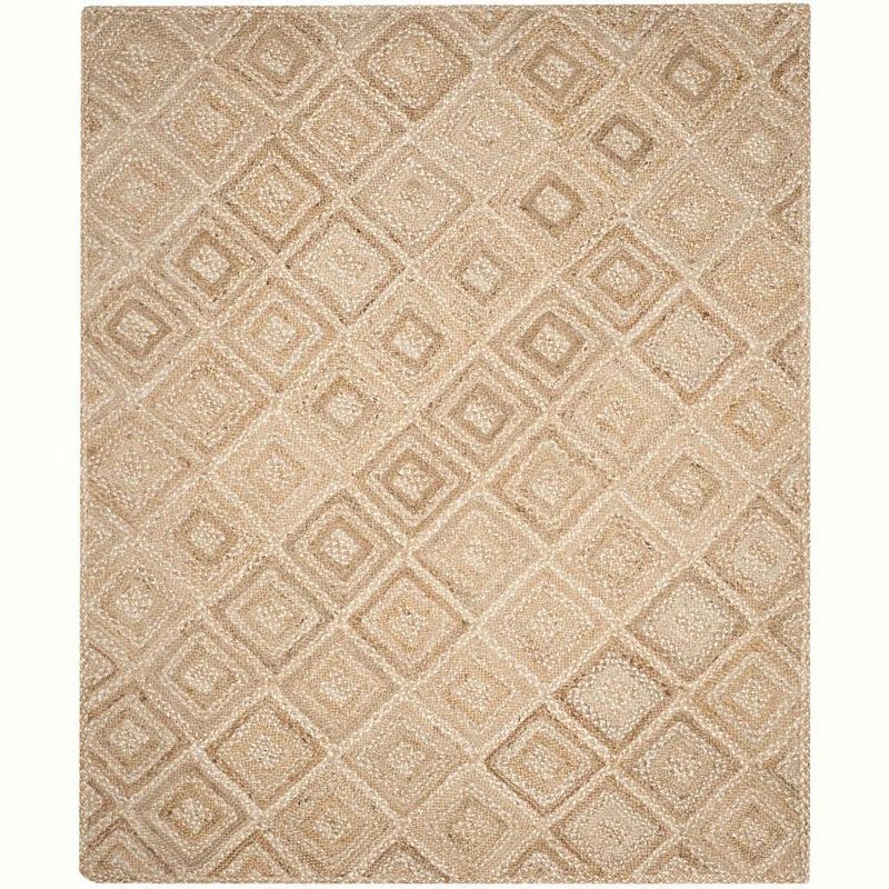 Natural Beige Handwoven Jute Geometric Area Rug