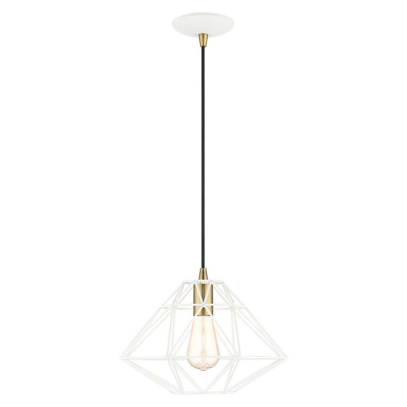 Mini Geometric White Pendant Light with Hand-Welded Shade