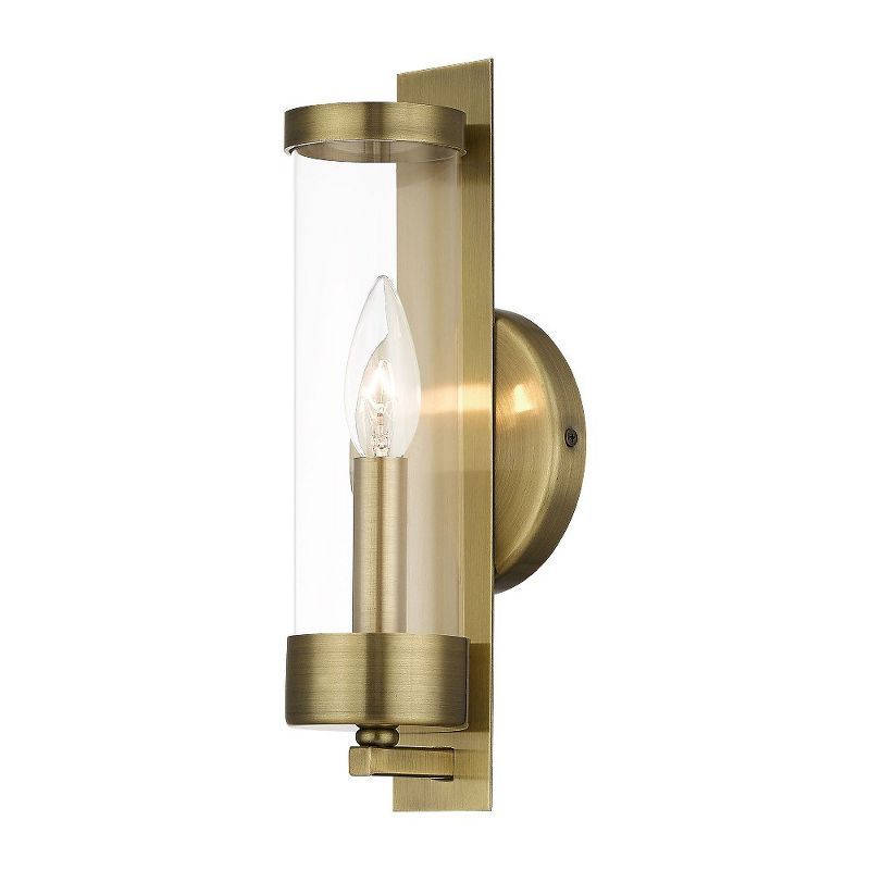 Antique Brass Dimmable Wall Sconce with Clear Glass