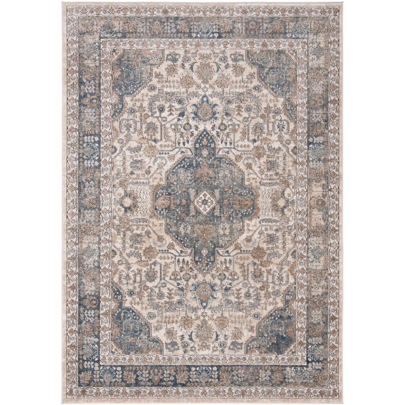 Gray Rectangular Synthetic Medallion Area Rug 59" x 5"