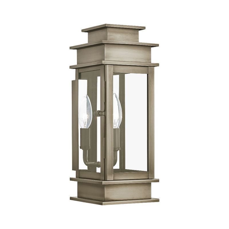 Vintage Pewter Clear Glass Outdoor Wall Lantern