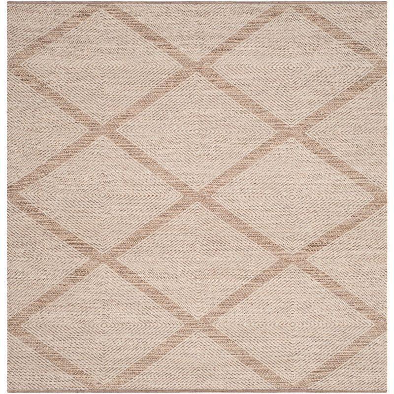 Montauk Beige 6' Square Handwoven Cotton Area Rug