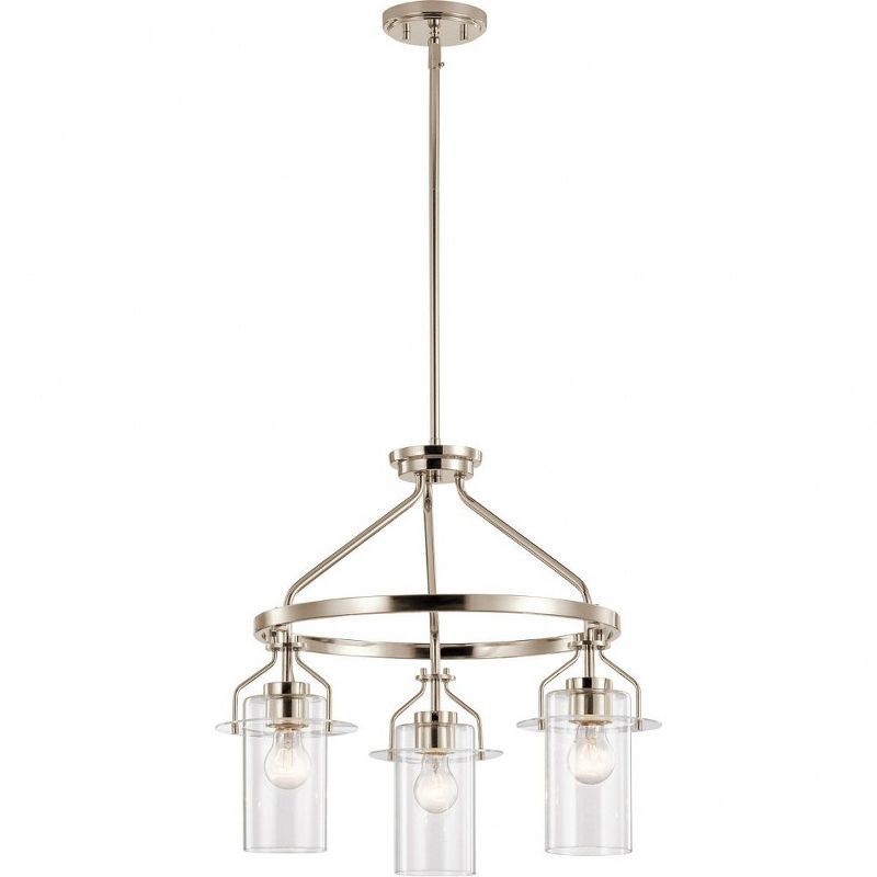 Everett Polished Nickel 3-Light Industrial Glam Chandelier