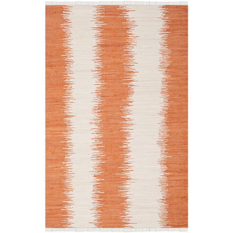 Coastal Charm Orange Cotton Flat Woven 4'x6' Area Rug