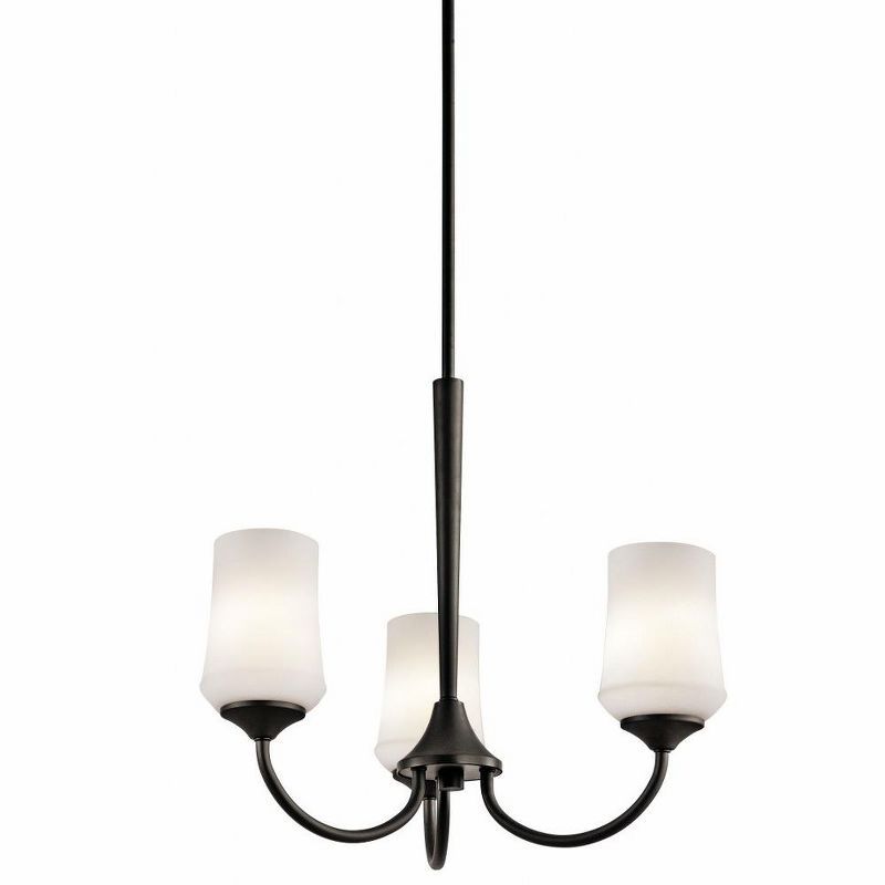 Aubrey 3-Light Olde Bronze Chandelier with Opal Glass Shades