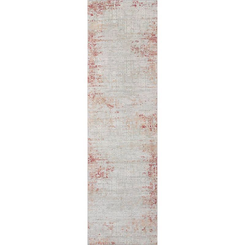 Genevieve Red and Beige Wool Runner Rug