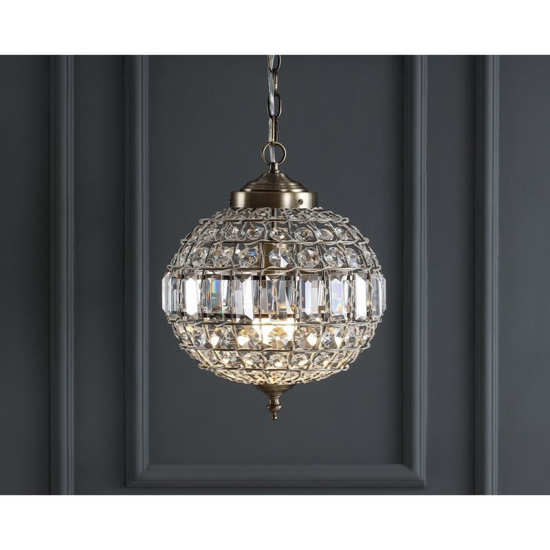 Georgina Antique Brass 12" Crystal Globe LED Pendant