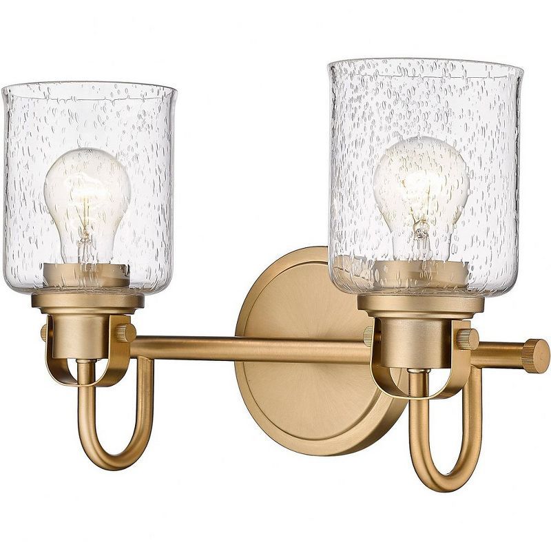 Heirloom Gold 2-Light Vanity with Clear Seeded Glass Shade